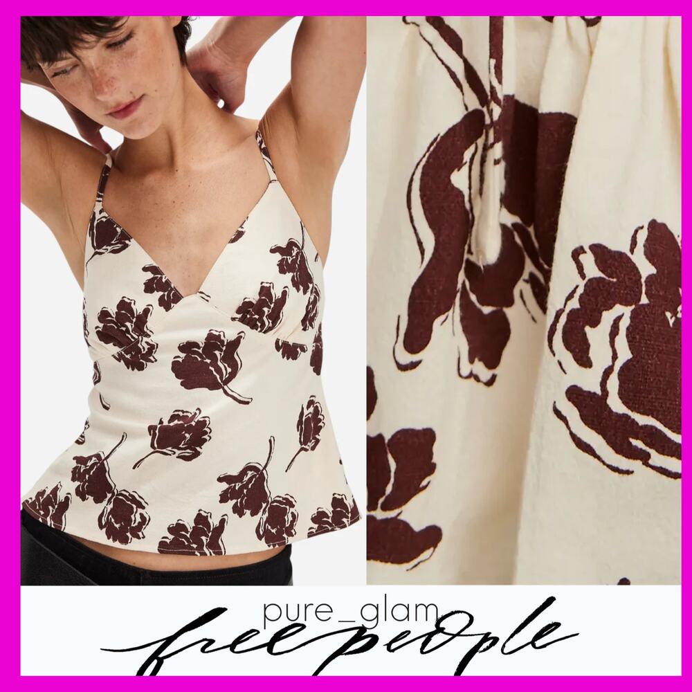 Free People floral top linen blend